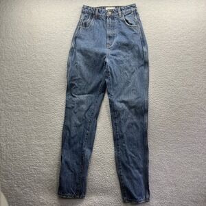 Rollas Jeans Womens 25 Blue Super High Rise Relaxed Elle Casual Chore Distress
